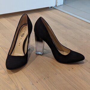 Katy Perry Black Suede Pumps Acrylic Heel